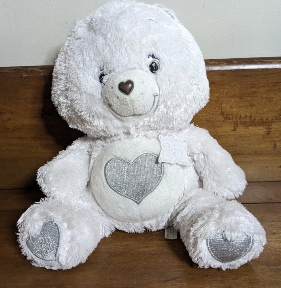 Care Bears 25th Anniversary Bear White Plush 25 Years Of Caring Crystal Eyes